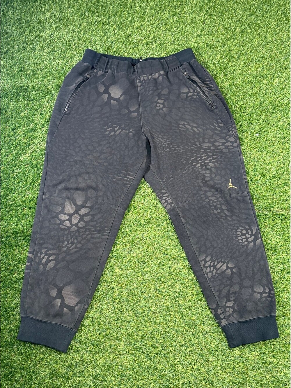 Vintage Jordan Black Patterned Jogger Pants Cotton Mens Size XXL
